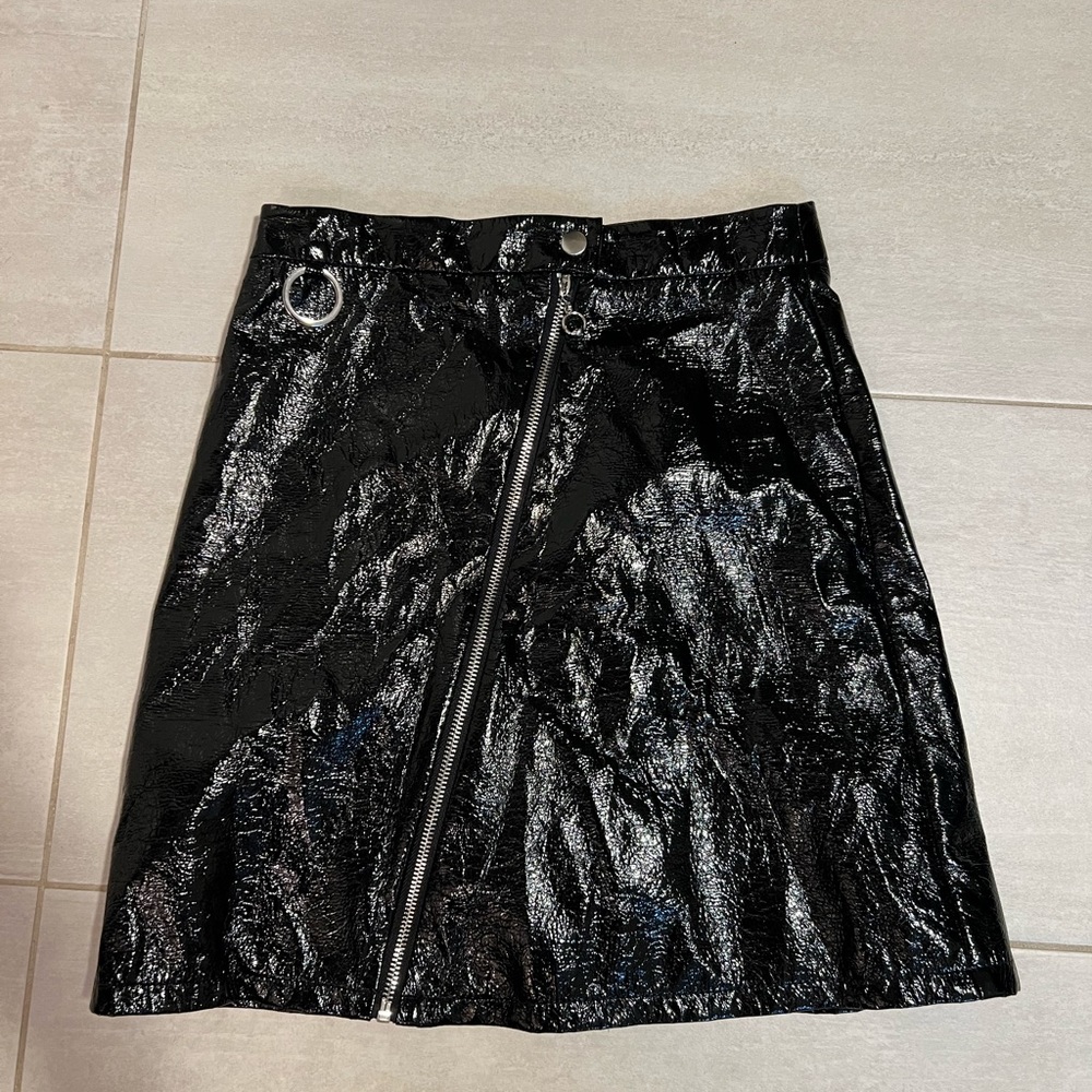Black patent pleather skirt